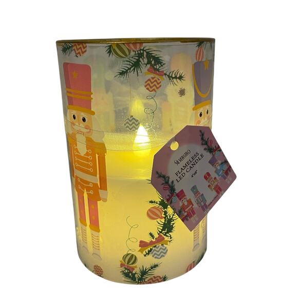 Pastel Christmas Nutcracker Flameless LED Glass Candle Holiday Decor New - Picture 13 of 14